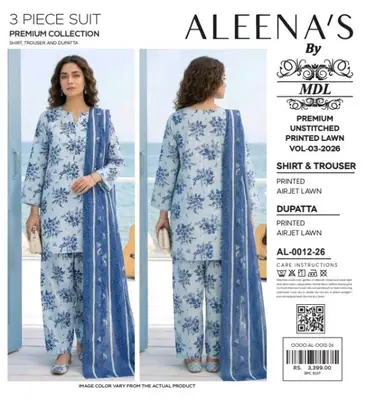 3 Pcs Women's Unstitched Digital Print Suit thumbnail 3