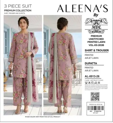 3 Pcs Women's Unstitched Digital Print Suit