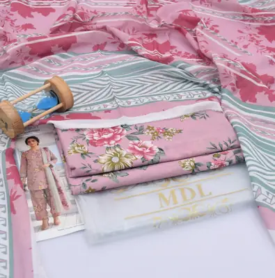 3 Pcs Women's Unstitched Digital Print Suit thumbnail 2