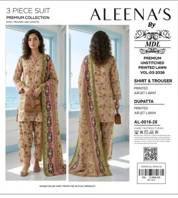 3 Pcs Women's Unstitched Digital Print Suit thumbnail 3