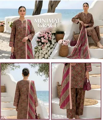 3 Pcs Women's Unstitched Digital Print Suit thumbnail 3