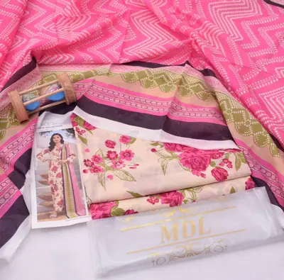 3 Pcs Women's Unstitched Digital Print Suit thumbnail 2