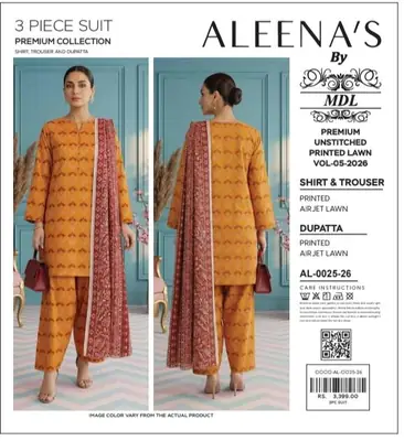 3 Pcs Women's Unstitched Digital Print Suit