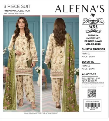 3 Pcs Women's Unstitched Digital Print Suit thumbnail 3