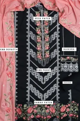3 Pcs Women's Unstitched Embroidered Suit thumbnail 2