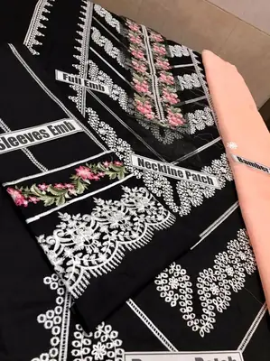 3 Pcs Women's Unstitched Embroidered Suit thumbnail 3
