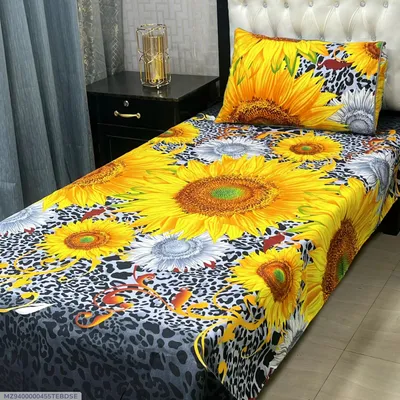 2 Pcs Crystal Cotton Printed Single Bedsheet thumbnail 1