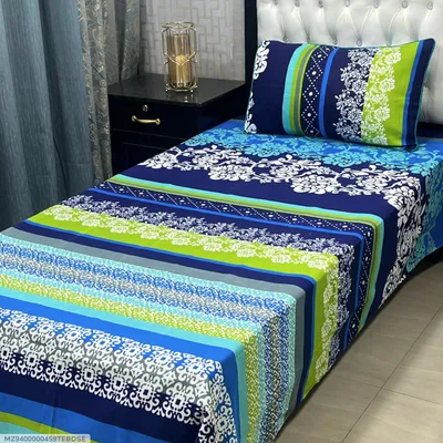 2 Pcs Crystal Cotton Printed Single Bedsheet thumbnail 1