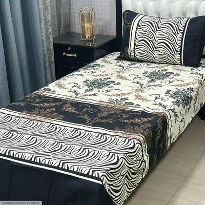 2 Pcs Crystal Cotton Printed Single Bedsheet thumbnail 1