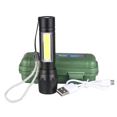 Premium Black Metal Flashlight with Green Case thumbnail 2