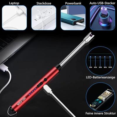 USB Rechargeable Red Electric Lighter 11cm thumbnail 3