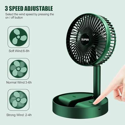 Green Rechargeable Fan for Home Office Outdoor Use thumbnail 3
