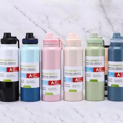 800ml Stainless Steel Water Bottle Black White thumbnail 2