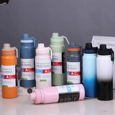 800ml Stainless Steel Water Bottle Black White thumbnail 3