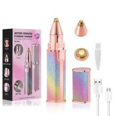 Rechargeable Eyebrow Trimmer for Women with LED Light & Cleaning Brush