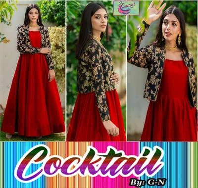 Embroidered Shamoz Silk Maxi & Jacket Set - 2 Pcs