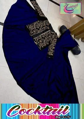 Stunning Black and Blue Embroidered Maxi & Jacket Set - 2 Pcs Women's Stitched thumbnail 2