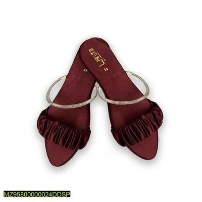 Maroon Rexine Slide Sandals with Gold Strap thumbnail 3