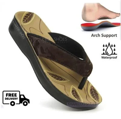 Women's Waterproof Arch Support Slippers Brown