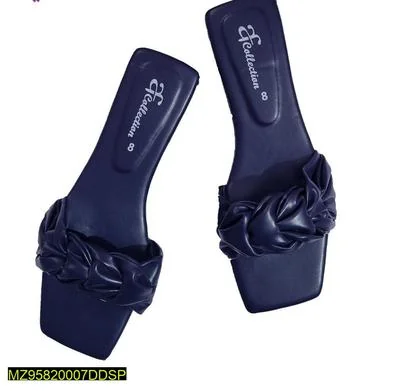 Blue Rexine Bow Flat Sandals for Women thumbnail 5