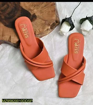 Orange Cross-Strap Women's Flat Slides thumbnail 5