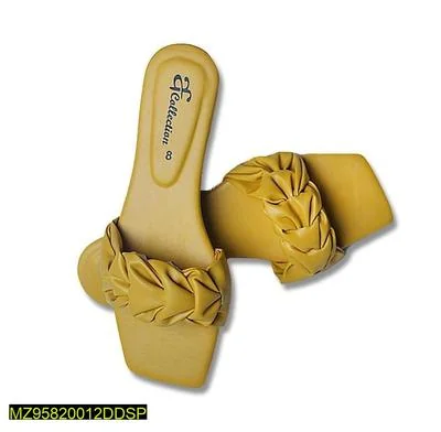 Yellow Ruched Strap Flat Sandals for Women thumbnail 5