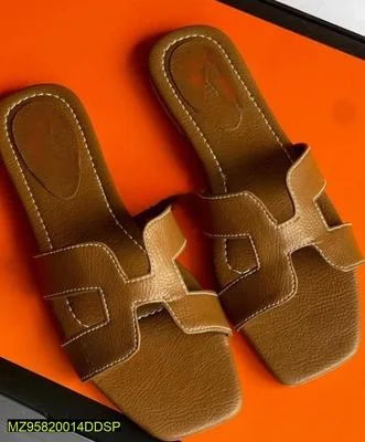 Women's H-Strap Brown Rexine Slides Casual Flat Sandals thumbnail 5