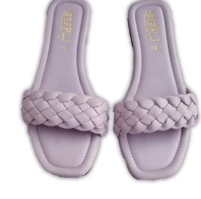 Women Braided Rexine Flats Lilac Size 38