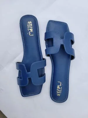 Blue H-Strap Rexine Sandals for Women