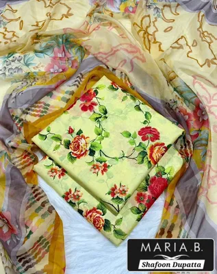 Yellow Floral Lawn 3Pcs Set for Women thumbnail 2