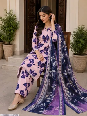Pink Digital Print Lawn 3 Pcs Set for Women