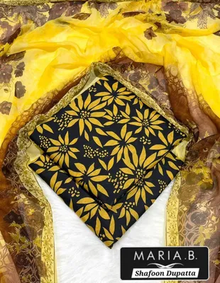 Yellow Digital Print Lawn 3Pcs Suit for Women thumbnail 2