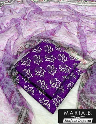 Purple Digital Print Lawn 3Pcs Suit for Women thumbnail 2