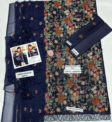 Bareeze Heavy Embroidered Lawn 3Pcs Set Blue thumbnail 2
