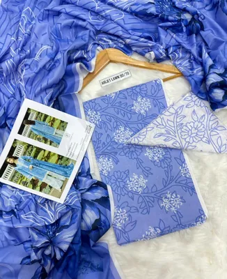 Blue Digital Print 3Pcs Lawn Suit for Women thumbnail 2