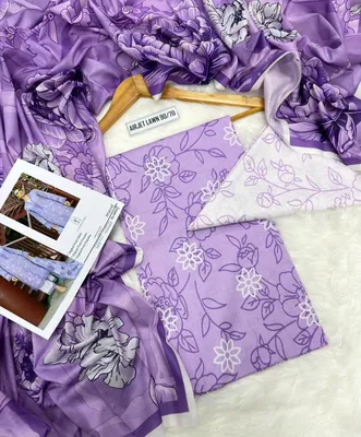Purple Digital Print 3Pcs Lawn Suit for Women thumbnail 2