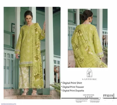 Green Digital Print Lawn 3Pcs Set thumbnail 1