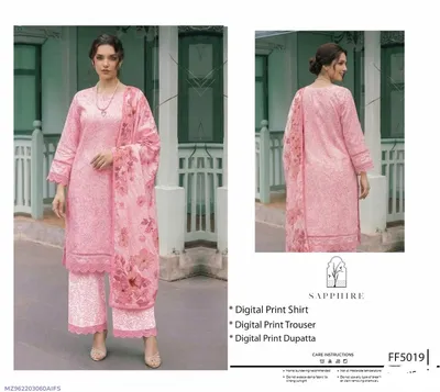 Pink Digital Print 3Pcs Lawn Suit for Women thumbnail 1