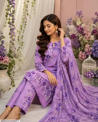 Purple Lawn 3Pcs Embroidered Suit for Women thumbnail 1