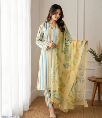 Women's 3-Piece Digital Print Lawn Suit Yellow