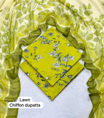 Women Green Digital Print 3Pcs Lawn Suit Bakra Eid thumbnail 2