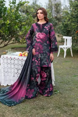 3 Pcs Women's Unstitched Printed Suit