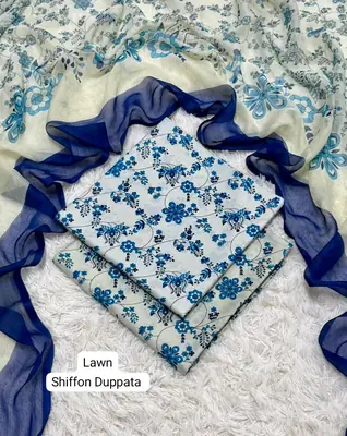 3 Pcs Women's Unstitched Printed Suit thumbnail 2