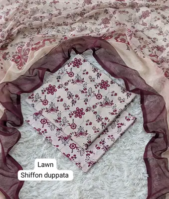 3 Pcs Women's Unstitched Printed Suit thumbnail 2