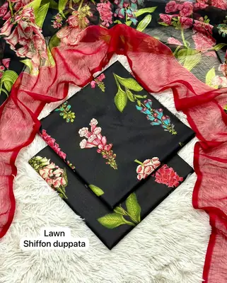 3 Pcs Women's Unstitched Printed Suit thumbnail 2