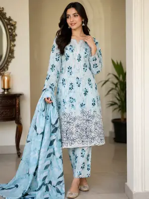 3 Pcs Women's Unstitched Printed Suit