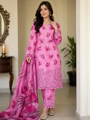 3 Pcs Women's Unstitched Printed Suit