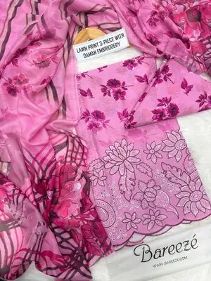 3 Pcs Women's Unstitched Printed Suit thumbnail 2