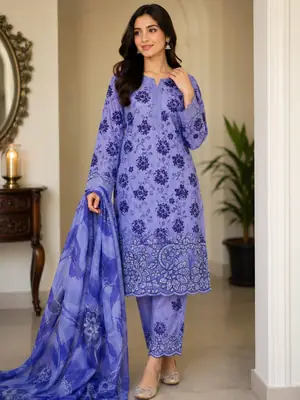 3 Pcs Women's Unstitched Printed Suit