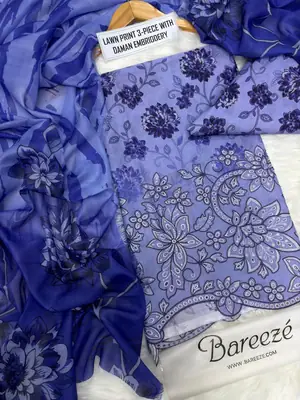 3 Pcs Women's Unstitched Printed Suit thumbnail 2